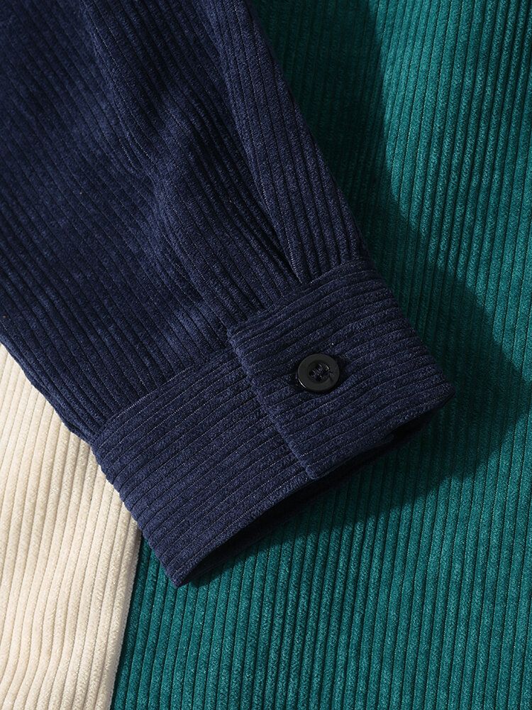 Herr Manchester Grandad Collar Casual Långärmade Skjortor