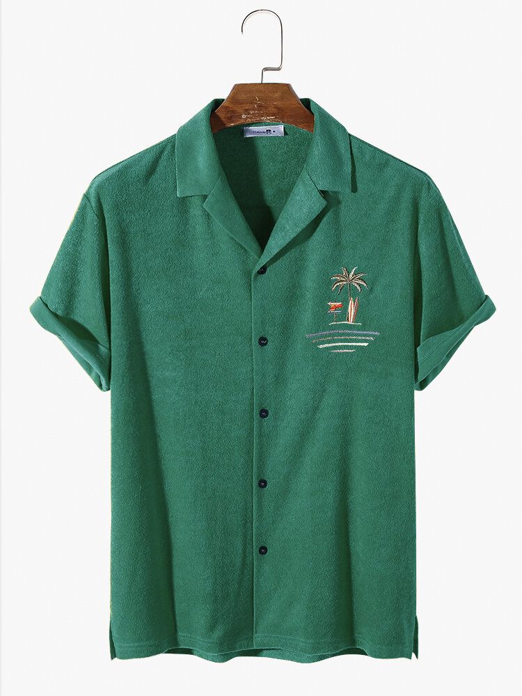Herrfrottéhandduk Palmträdbroderi Cabana-skjortor