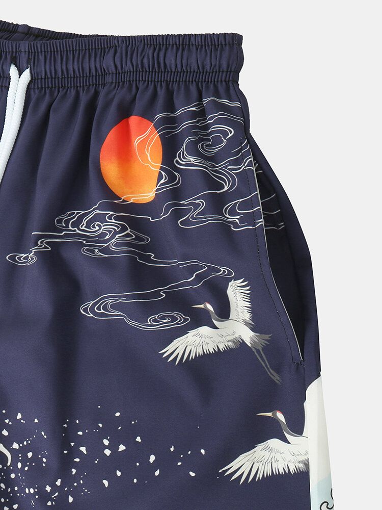 Japansk Kimono Wave Herr Koi Ukiyoe Back Print Tvådelad Outfits