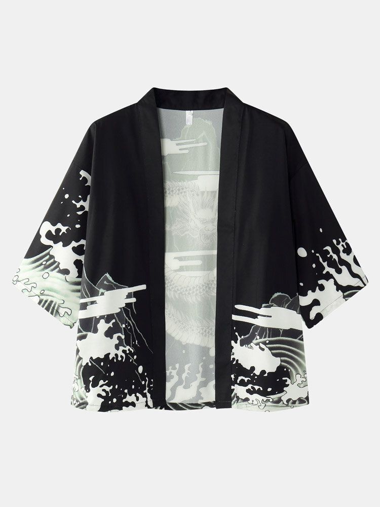 Kimono Loong Mönster Chinoiserie Dragon Tvådelad Outfits