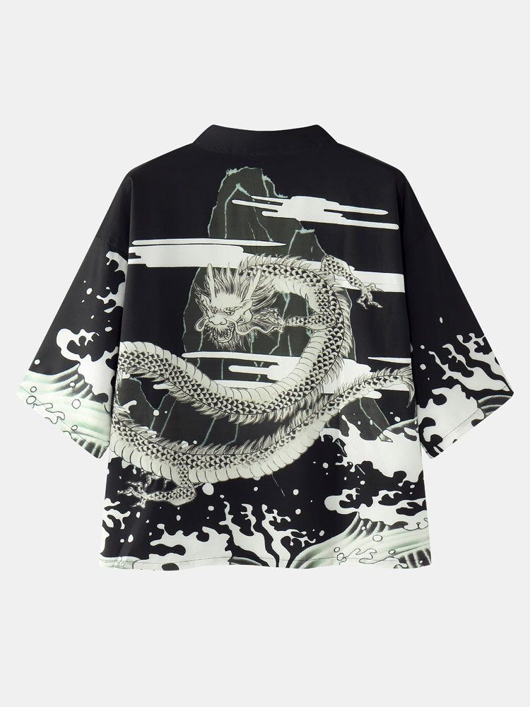 Kimono Loong Mönster Chinoiserie Dragon Tvådelad Outfits