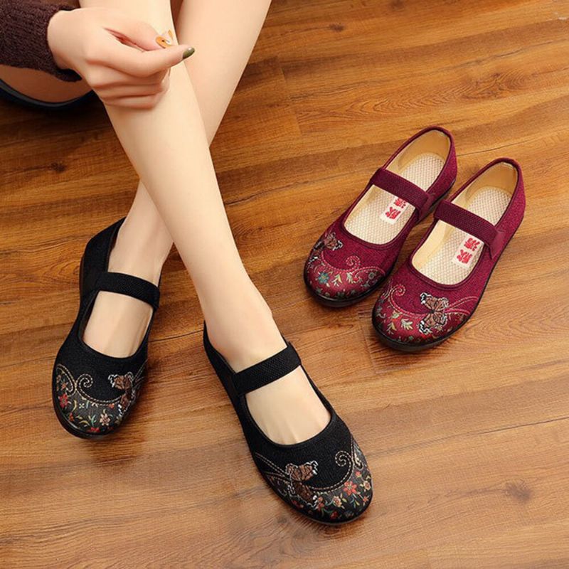 Dam Bekväma Halkfria Elastiska Band Mary Jane Flat Loafers