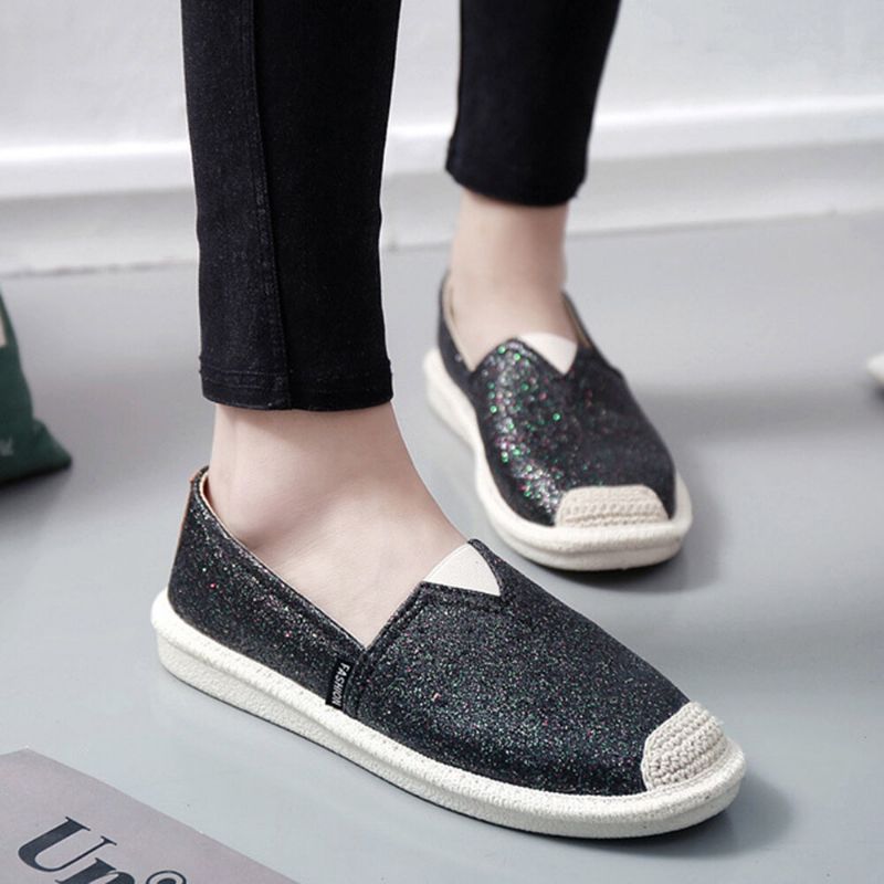 Dampaljettdekor Elastiskt Band Mjukt Bekvämt Casual Fisherman Flats Skor