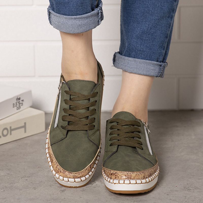 Kvinnor Folkways Printing Bekväm Halkfri Casual Chunky Flats Skor