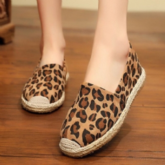 Kvinnor Leopardtryck Bekväm Lättvikt Casual Slip On Espadrille Flats