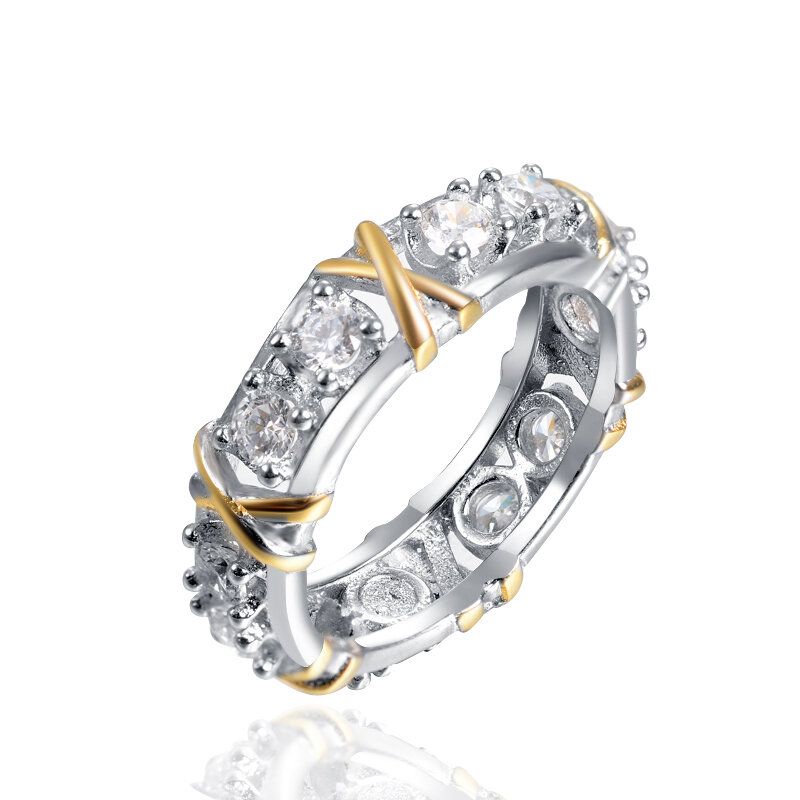 Trendig Zirconia Inlay Knot Mönster Finger Ring Present För Tjejer Kvinnor