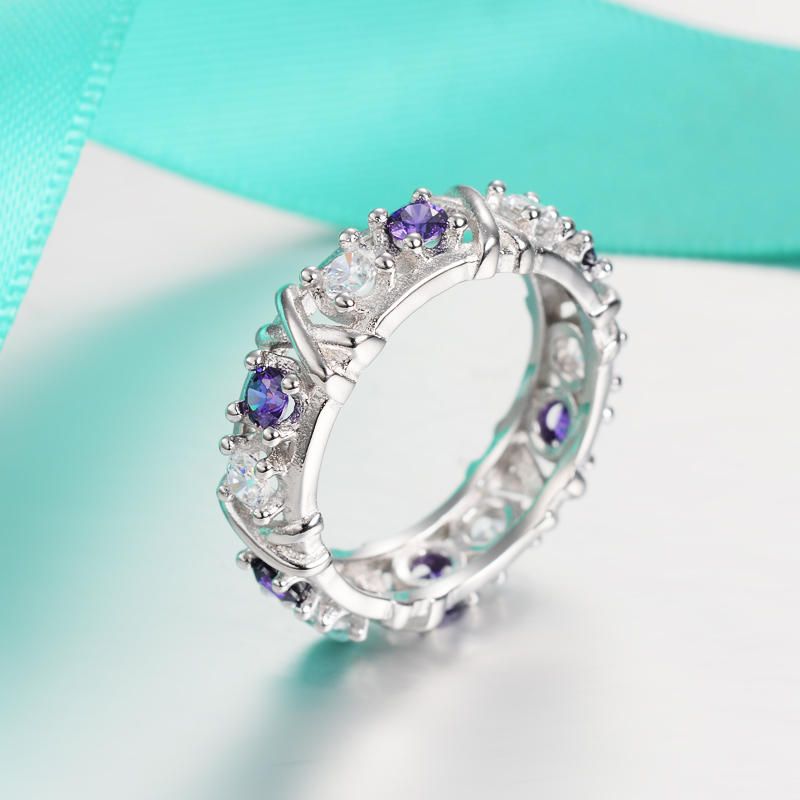 Trendig Zirconia Inlay Knot Mönster Finger Ring Present För Tjejer Kvinnor