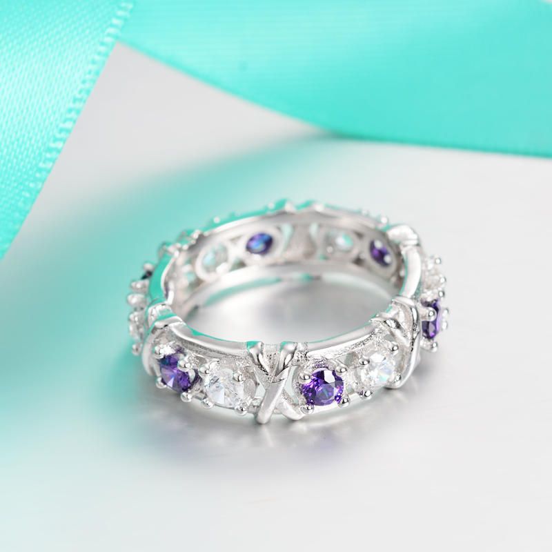 Trendig Zirconia Inlay Knot Mönster Finger Ring Present För Tjejer Kvinnor