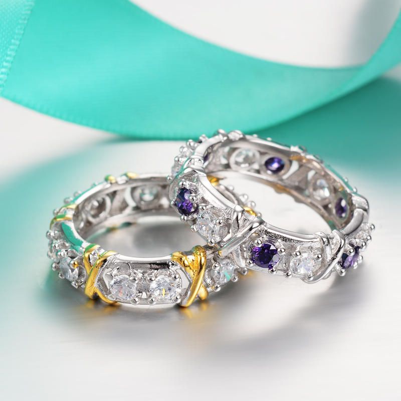 Trendig Zirconia Inlay Knot Mönster Finger Ring Present För Tjejer Kvinnor