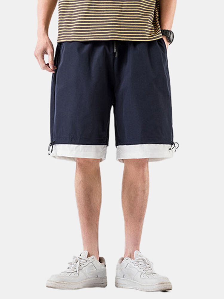 Enfärgade Bomullsshorts För Män Med Lös Passform