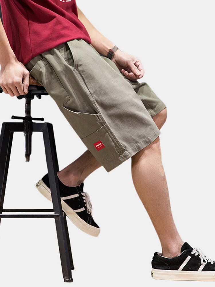 Herrshorts I Enfärgad Bomull Med Flera Fickor