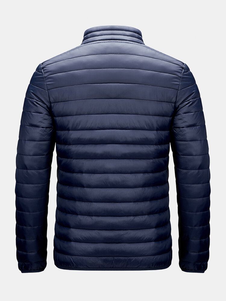 Herr Dragkedja Front Vadderad Solid Bas Vadderade Kappor Med Ficka
