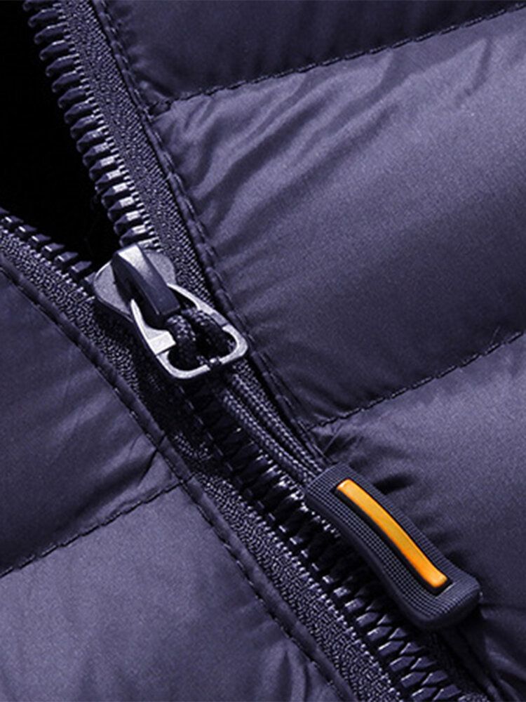 Herr Thicken Windproof Patchwork Dragkedja Varm Fleecefodrad Avtagbara Huvkappor Med Ficka