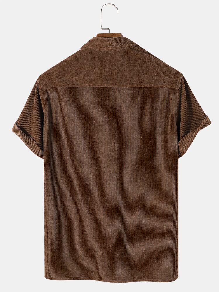 Enfärgad Herr Basic Style Manchester Lapel Kortärmad Henley Skjorta