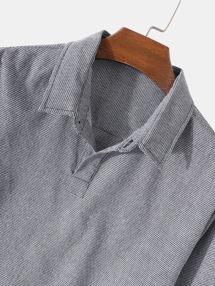 Långärmade Henley-skjortor Med Enkel Textur För Män