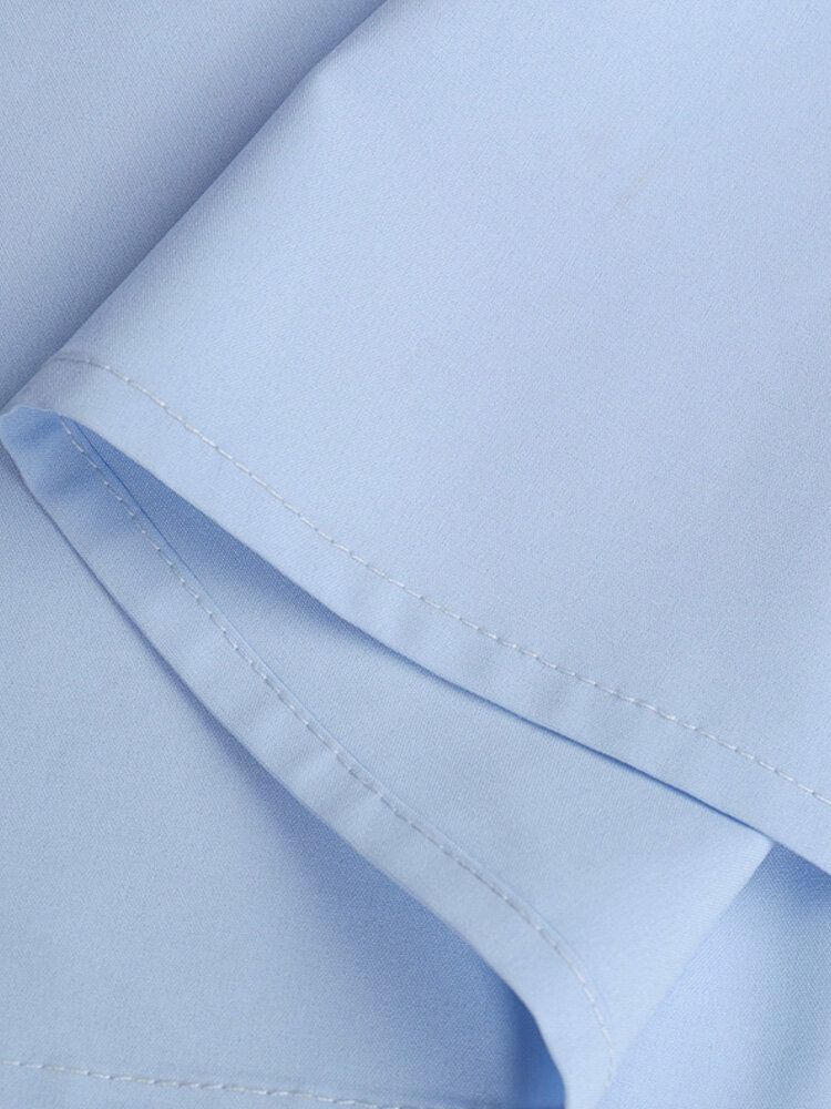 Casual Lös Puffärm O-ringad Veckad A-linje Maxiklänning Med Knapp