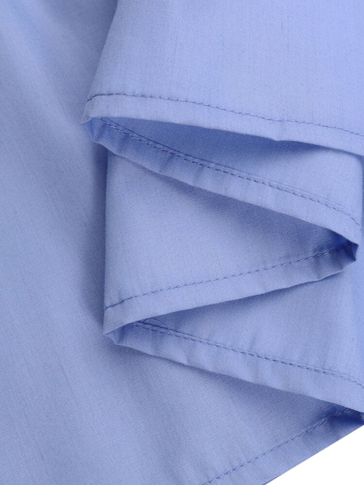 Dam Enfärgad Volanger Ärm Bohemian Casual U-ringad Layered Klänning