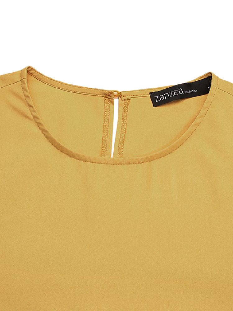 Kvinnor Pure Color Layered Oregelbunden Fåll Kaftan Casual Långärmade Maxiklänningar