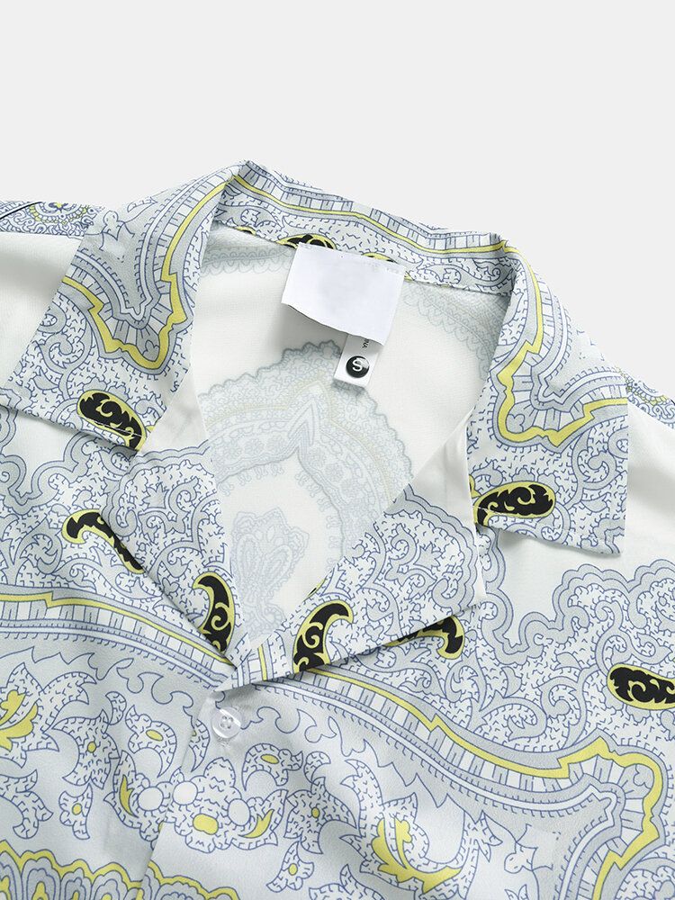 Barockstil För Män Tryck Revere Krage Kort Tvådelad Outfits