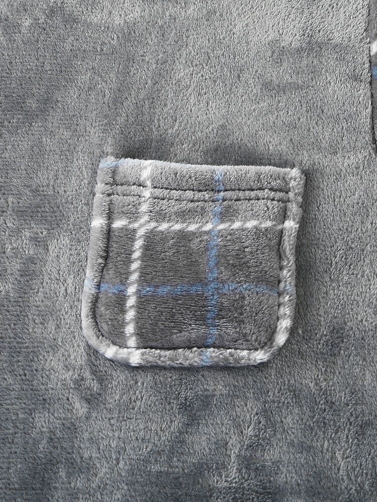 Herr Flanell Pläd Patchwork Pullover Warm Thicken Loose Pants Home Comfy Pyjamas Set