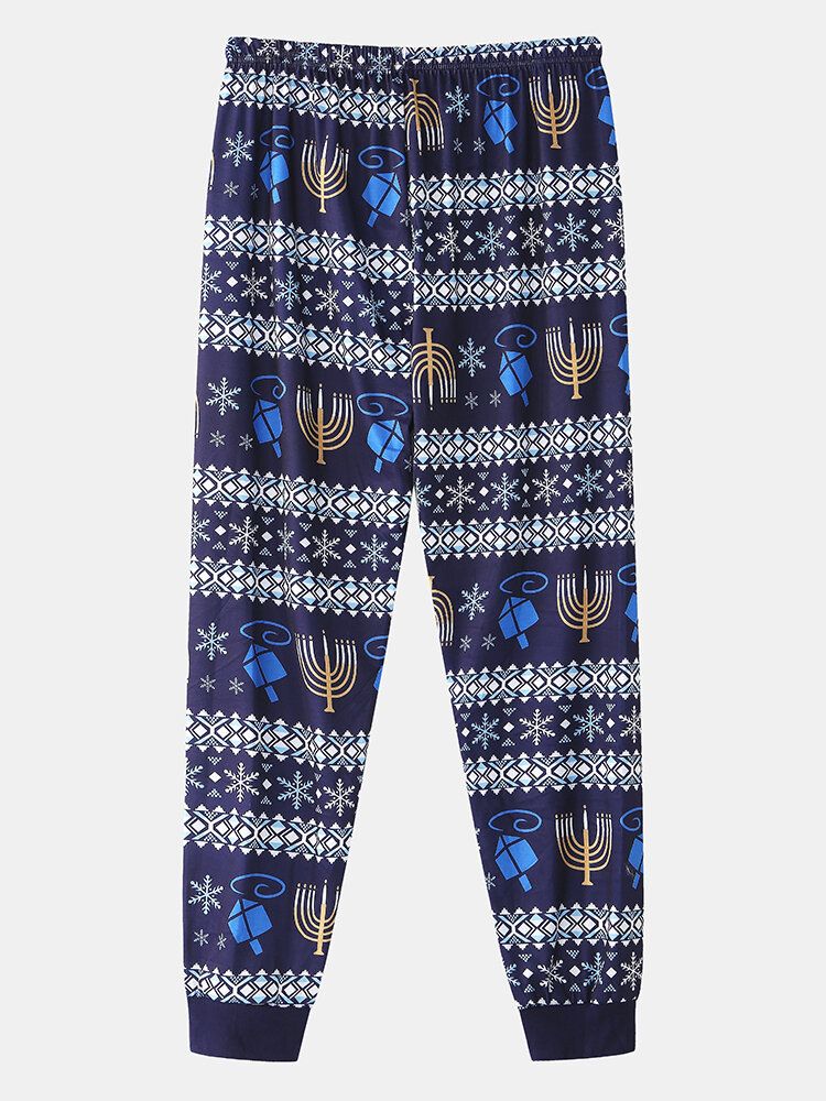 Julelement För Män Tryck Sovkläder Joggerbyxor Lös Lounge Pyjamasset