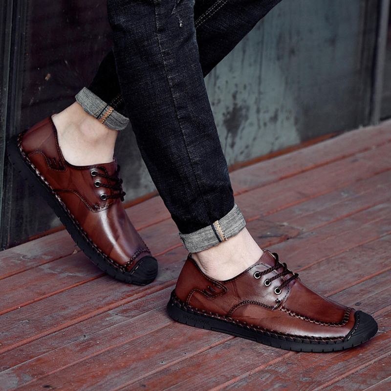 Anti-kollision Tå Äkta Läder Casual Business Oxfords