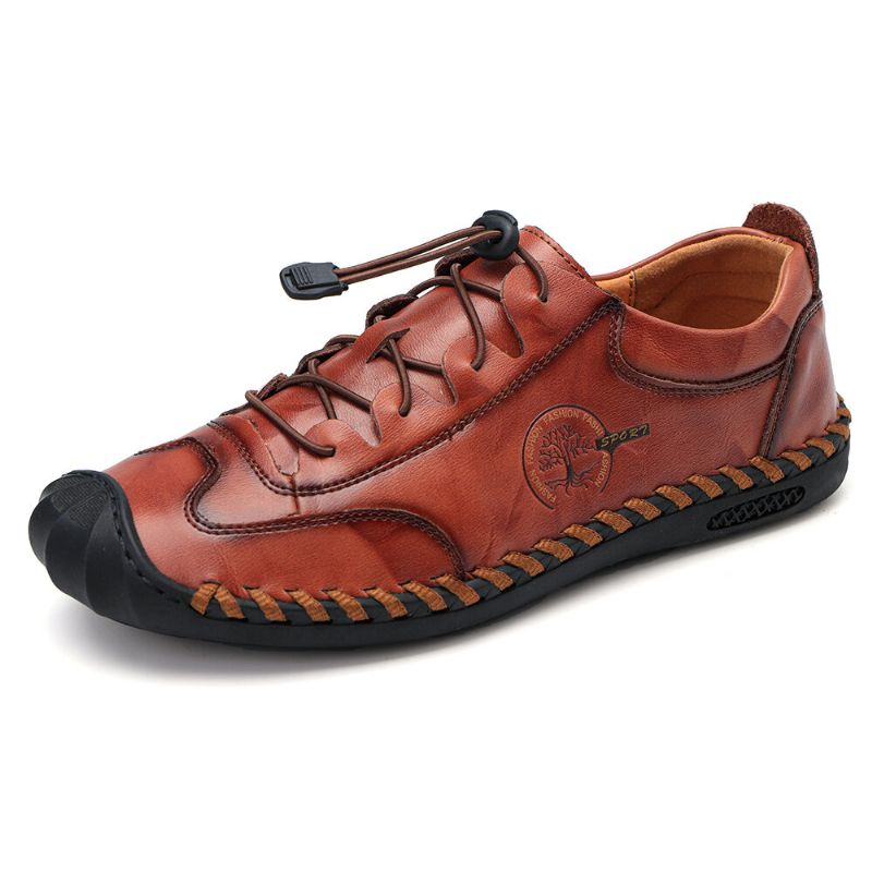 Män Handsömmar Halkfri Mjuk Sula Casual Läder Oxfords