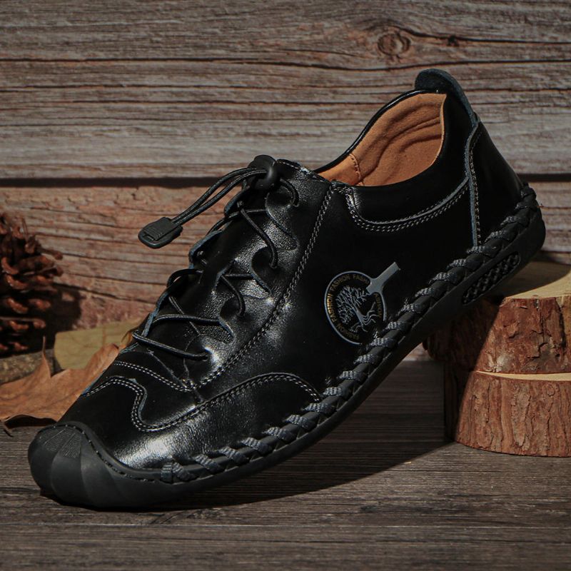Män Handsömmar Halkfri Mjuk Sula Casual Läder Oxfords