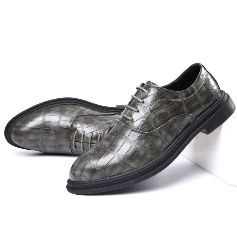 Män Läder Bekväm Mjuk Sula Crocodile Grain England Style Casual Business Skor