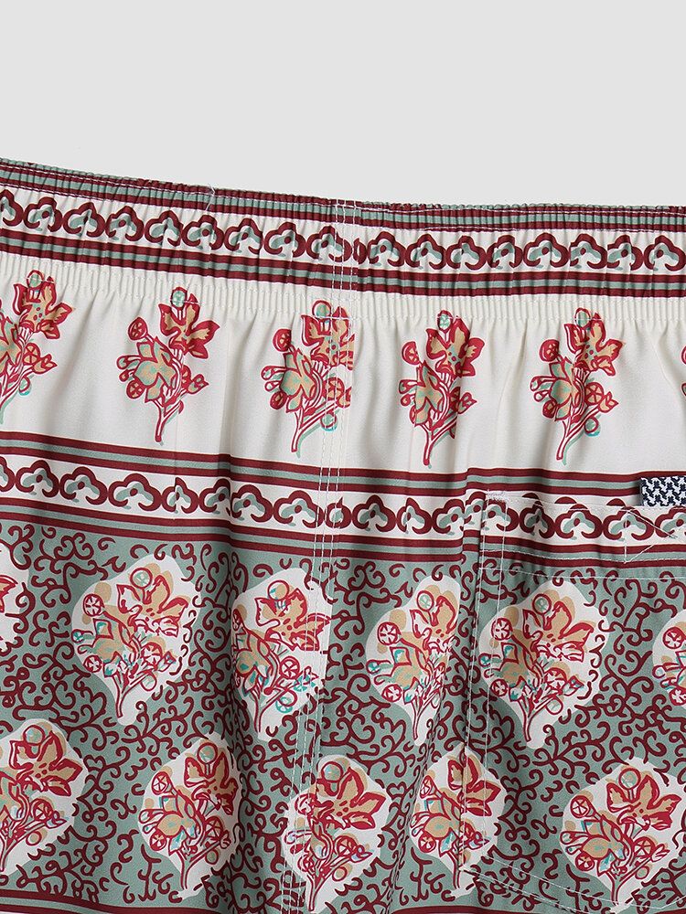 Blommönster För Män Vintage Style Mysiga Korta Lätta Tunna Shorts