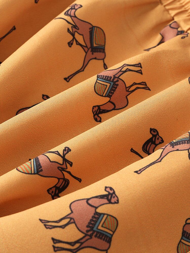 Herr Camel Cartoon Print Elastiska Midja Strandshorts