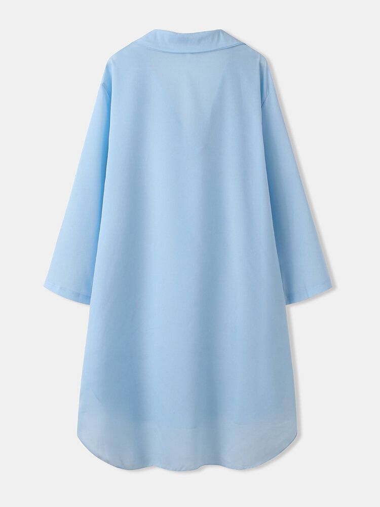Kvinnor Enfärgad Cover Up Löst Solskydd Hög-låg Fåll Strandklänning