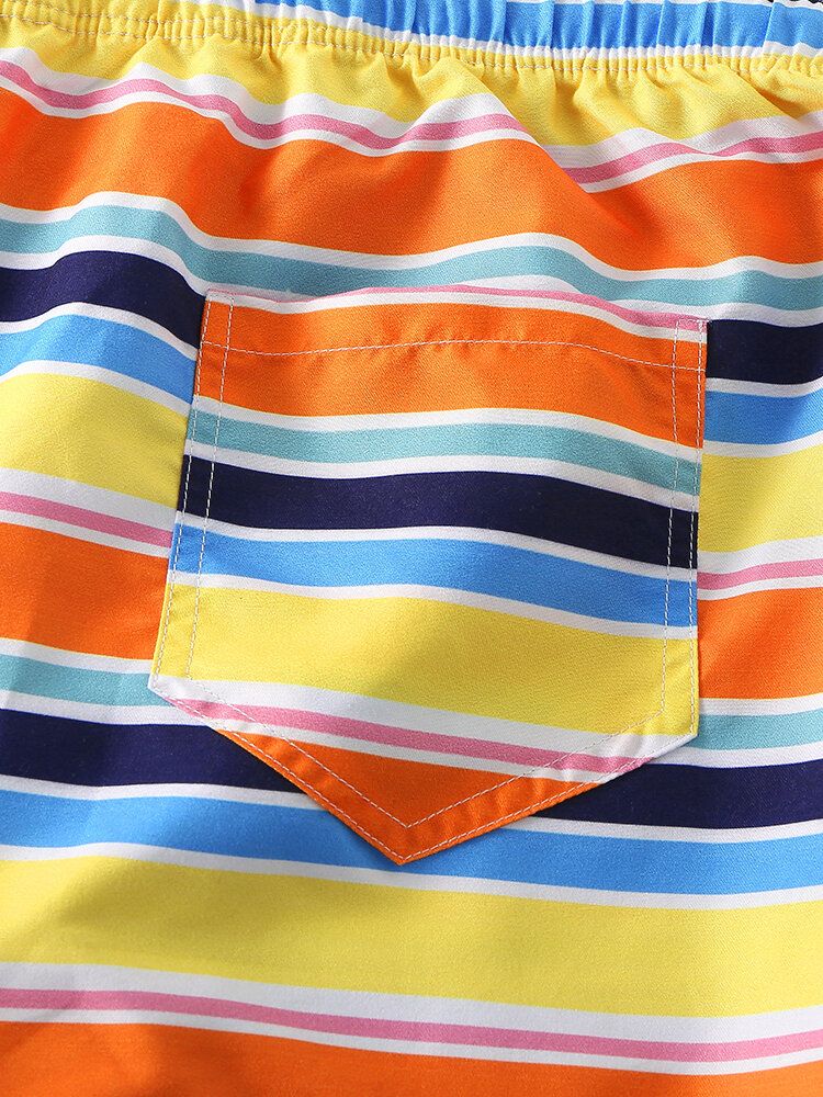 Soprt Herr Färgglada Stripe Dragsko Badbyxor
