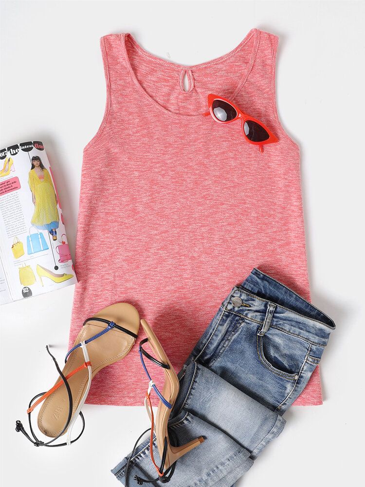Casual Sports Rund Neck Ärmlös Hollow Design Beach Wild Linne
