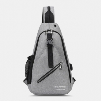 Herr Multifunktion Vattentät Usb Laddbar Hörlurar Hål Bröstväskor Ryggsäck Axelväska Crossbody-väskor
