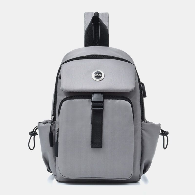 Herr Usb Laddning Multi-carry Flerlager Vattentät Crossbody-väska Bröstväska Sling Bag Ryggsäck