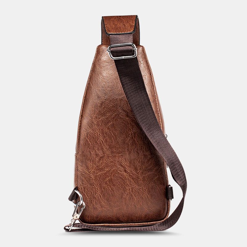 Män Pu Läder Multifunktionell Stor Kapacitet Vattentät 65 Tums Telefonväska Bröstväska Crossbody-väskor