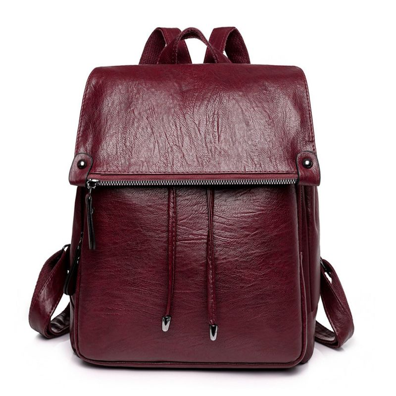 Dam Konstläder Vintage Ryggsäck Med Stor Kapacitet Slitstark Casual Rubbing Color Bag