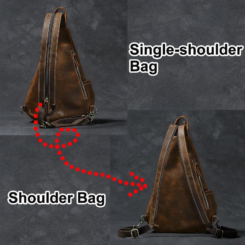 Ekphero Herr Konstläder Stor Kapacitet Flerfickor Slitstark Blackpack Chest Bag Crossbody Bag