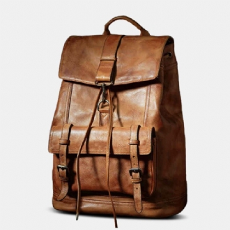 Ekphero Herr Vintage Multifunctional Rub Color Fuskpäls Stor Kapacitet Multi-fickor Casual Ryggsäckar Handväska