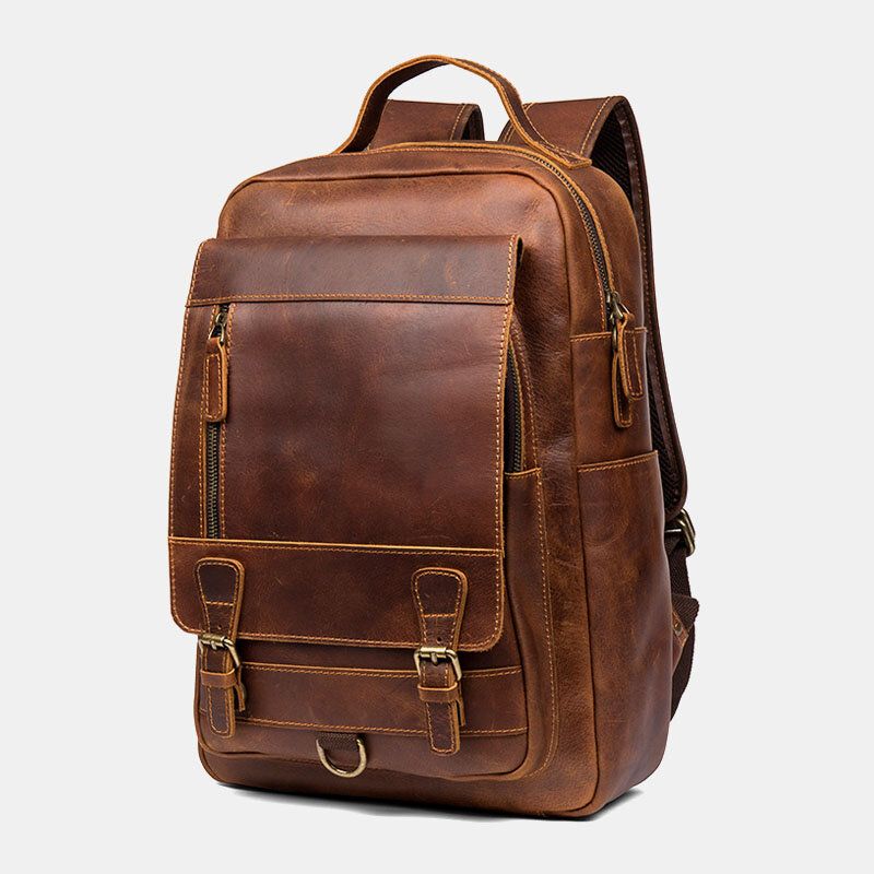 Ekphero Herr Vintage Multifunktion Vattentät Rub Color Fuskpäls Ryggsäckar Med Stor Kapacitet Resväska